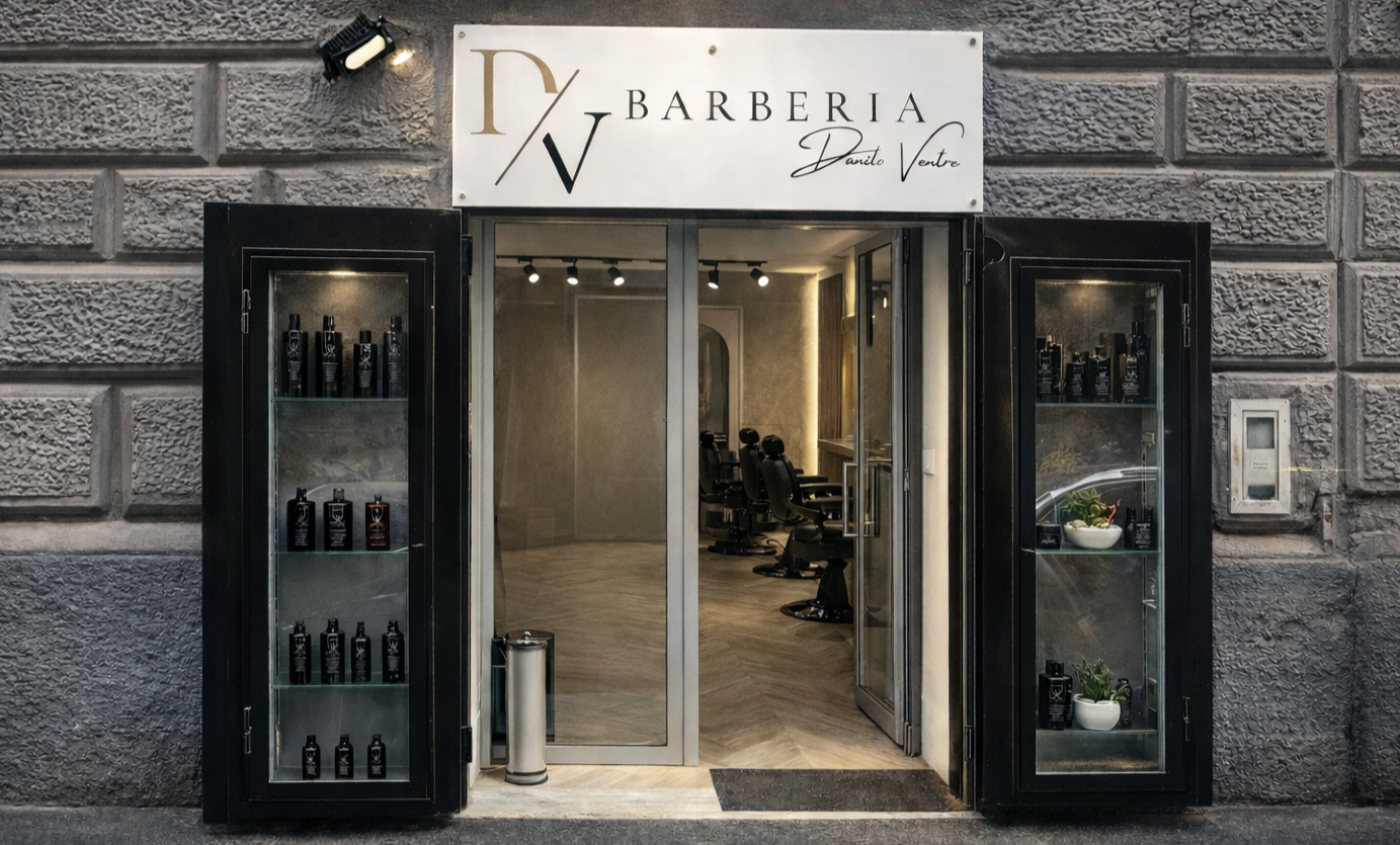 Esterno del salone DV Barberia